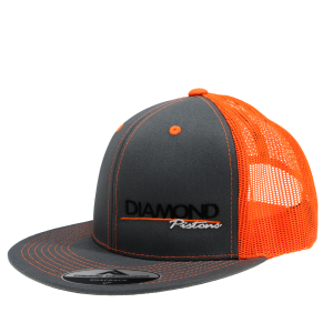 Standard Logo Diamond Trucker Hat - One Size Fits All - Color Grey/Orange (A244)