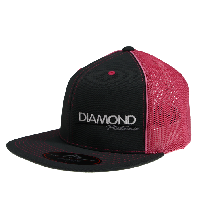 Standard Logo Diamond Trucker Hat - Size S/M - Color Grey/Pink (A260)