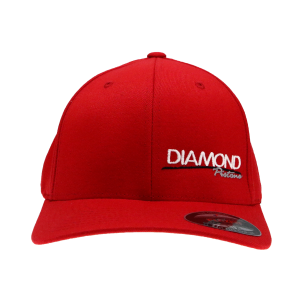 Standard Logo Diamond Fitted Hat - Size S/M - Color Red (A216) - Image 2