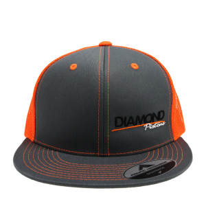 Standard Logo Diamond Trucker Hat - One Size Fits All - Color Grey/Orange (A244) - Image 2